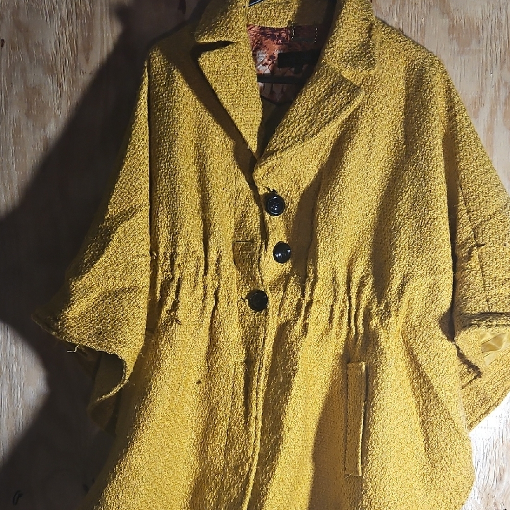 Yellow Textured Button-Up Coat